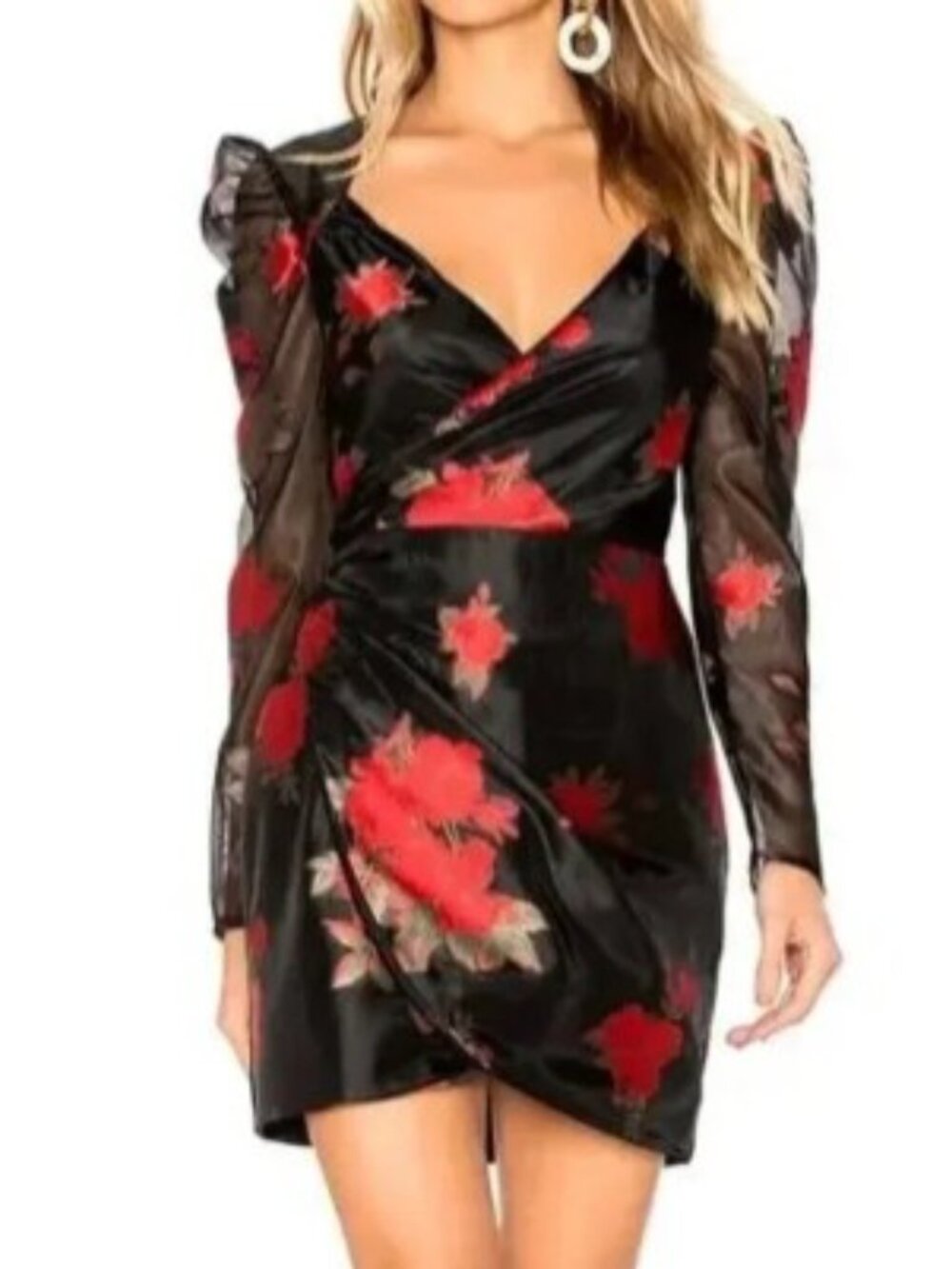 Lovers + Friends Mini Dress Sz S NWT Revolve Red Rose Floral Cocktail Romantic